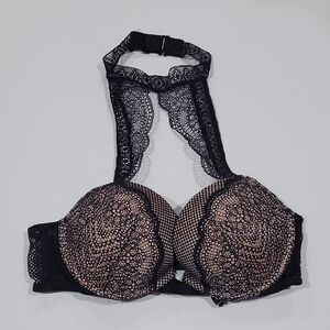 Victoria's Secret Very Sexy Black and Pink Lace Halter Bra